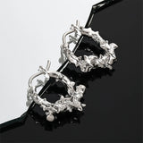 925 Silver Irregular Hoops Women Clips Piercing Geometric Wedding Jewelry