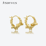 925 Silver Irregular Hoops Women Clips Piercing Geometric Wedding Jewelry