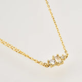 925 Silver Joanne Ingrid Zircon CZ Charm Double Chain Choker Necklace