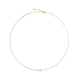 925 Silver Joanne Ingrid Zircon CZ Charm Double Chain Choker Necklace