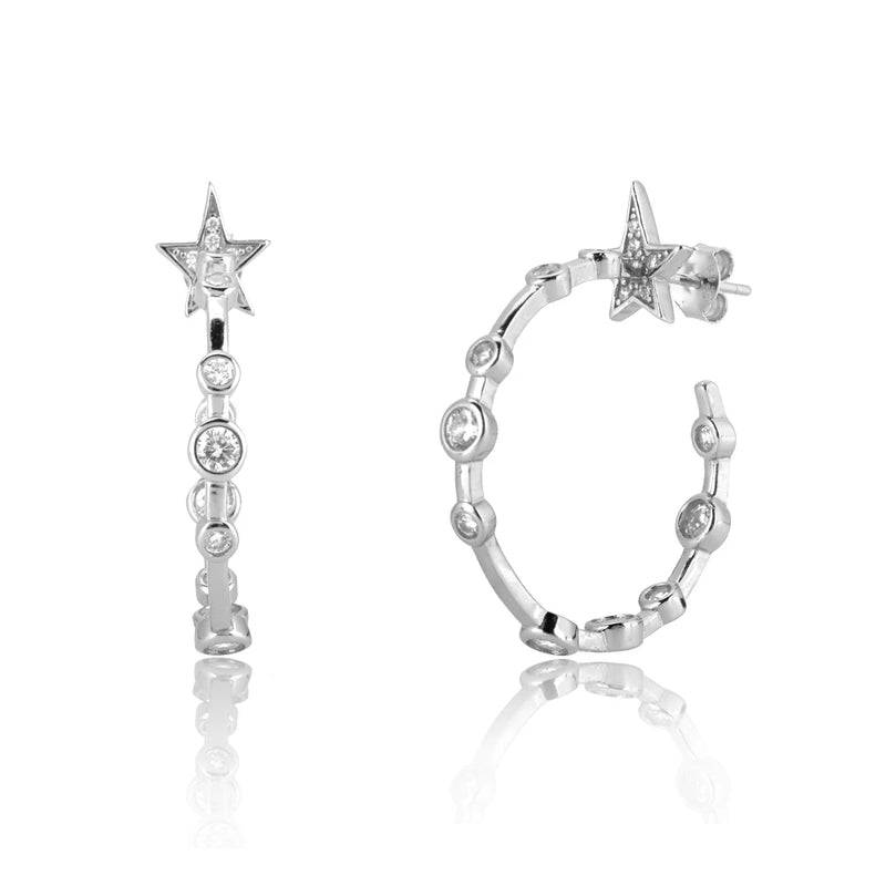 925 Silver Large Hoops 30mm CZ Heavy Rock Punk Round Fine Jewelry
