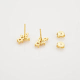 925 Silver Leafs Champagne Zircon CZ Stud Earrings Women Wedding Jewelry