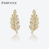925 Silver Leafs Stud Earrings with CZ - Spring Valentiens Jewels