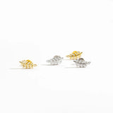 925 Silver Leafs Stud Earrings with CZ - Spring Valentiens Jewels