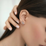 925 Silver Leafs Stud Earrings with CZ - Spring Valentiens Jewels