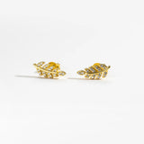 925 Silver Leafs Stud Earrings with CZ - Spring Valentiens Jewels