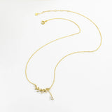 925 Silver Leafs Zircon CZ Pendant Necklace Women Drop Fine Jewelry