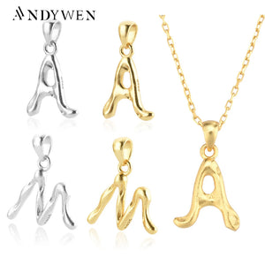 925 Silver Initial Alphabet Charm Necklace Women Jewelry