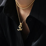 925 Silver Initial Alphabet Charm Necklace Women Jewelry