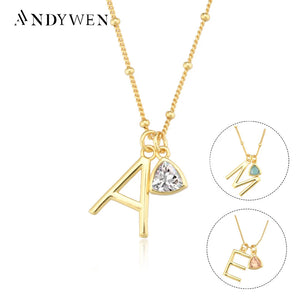 Sterling Silver Letter Birthstone Charm Pendant Necklace