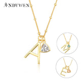 Sterling Silver Letter Birthstone Charm Pendant Necklace
