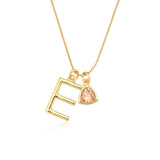 Sterling Silver Letter Birthstone Charm Pendant Necklace