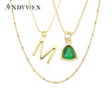 925 Silver Letters Birthstone Pendant Long Chain Necklace Wedding Gift
