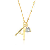 925 Silver Letters Birthstone Pendant Long Chain Necklace Wedding Gift