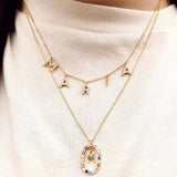 925 Sterling Silver M Alphabet Initial Pendant Necklace Long Chain Choker