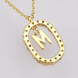 925 Sterling Silver M Alphabet Initial Pendant Necklace Long Chain Choker