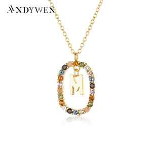 925 Sterling Silver M Alphabet Initial Pendant Necklace Long Chain Choker