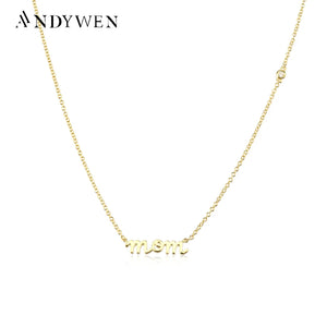 925 Silver Mama Pendant Choker Necklace Long Chain