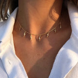 925 Silver Zircon Charm Choker Chain Necklace