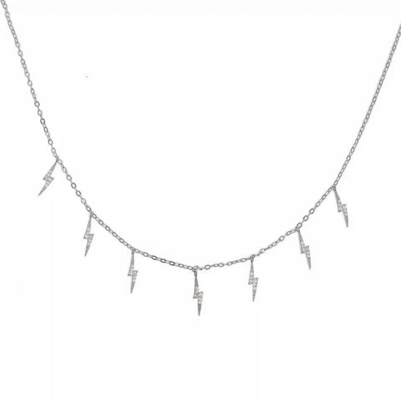 925 Silver Zircon Charm Choker Chain Necklace