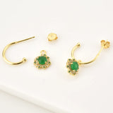 925 Silver Lofoten Island Green Rainbow CZ Drop Earring Zircon Piercing