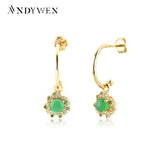 925 Silver Lofoten Island Green Rainbow CZ Drop Earring Zircon Piercing