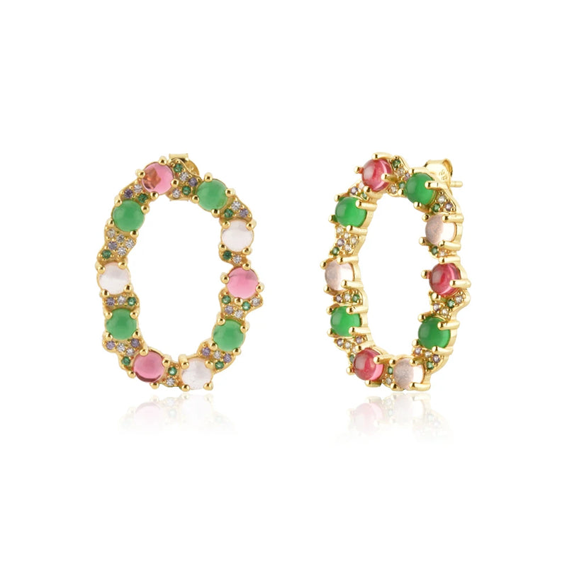 925 Silver Lofoten Island Green Rainbow CZ Drop Earring Zircon Piercing
