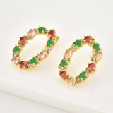 925 Silver Lofoten Island Green Rainbow CZ Drop Earring Zircon Piercing