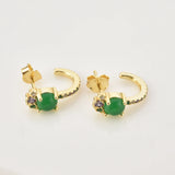 925 Silver Lofoten Island Green Rainbow CZ Drop Earring Zircon Piercing