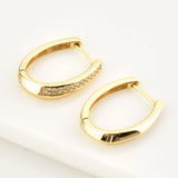 925 Silver Long Hoop Zircon Pave Ovals Crystal Punk Clips