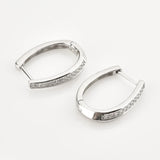 925 Silver Long Hoop Zircon Pave Ovals Crystal Punk Clips