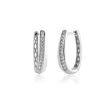 925 Silver Long Hoop Zircon Pave Ovals Crystal Punk Clips