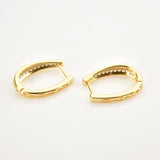 925 Silver Long Hoop Zircon Pave Ovals Crystal Punk Clips