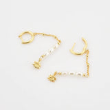 925 Silver Long Chain Drop Earring Hoop Earring Pendant Motif Silver Pearl Clips