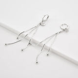 925 Silver Long Chain Drop Earring Women Piercing Fine Jewelry