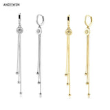 925 Silver Long Chain Drop Earring Women Piercing Fine Jewelry