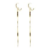 925 Silver Long Chain Earring Plait Line Crystal Statement Party Jewelry