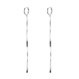 925 Silver Long Chain Earring Plait Line Crystal Statement Party Jewelry