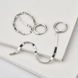 925 Silver Long Chain Earring Plait Line Crystal Statement Party Jewelry