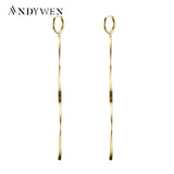 925 Silver Long Chain Earring Plait Line Crystal Statement Party Jewelry