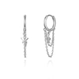 925 Silver Long Chain Star Drop Earring Piercing Pendientes