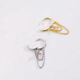925 Silver Long Chain Star Drop Earring Piercing Pendientes