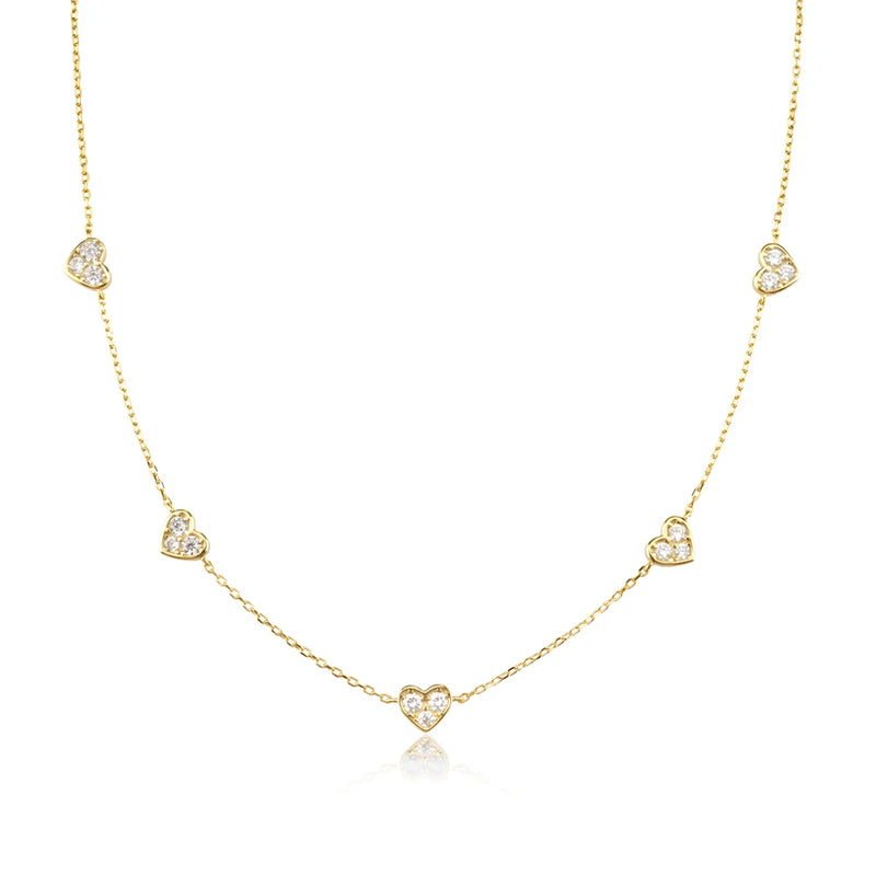 925 Silver Heart Clear Rose Red Charm Choker Necklace Pendant