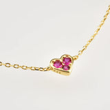 925 Silver Heart Clear Rose Red Charm Choker Necklace Pendant