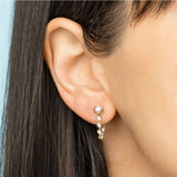 925 Silver Pearl Chain Stud Earring CZ Zircon Jewelry