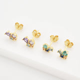 925 Silver Purple Zircon Stud Earring Women Wedding Jewelry