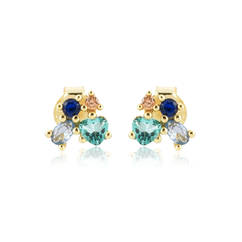 925 Silver Purple Zircon Stud Earring Women Wedding Jewelry