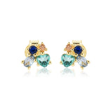 925 Silver Purple Zircon Stud Earring Women Wedding Jewelry