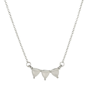 925 Sterling Silver Milk Three Ovals Line Chain Necklace Long Line Women Jewelry