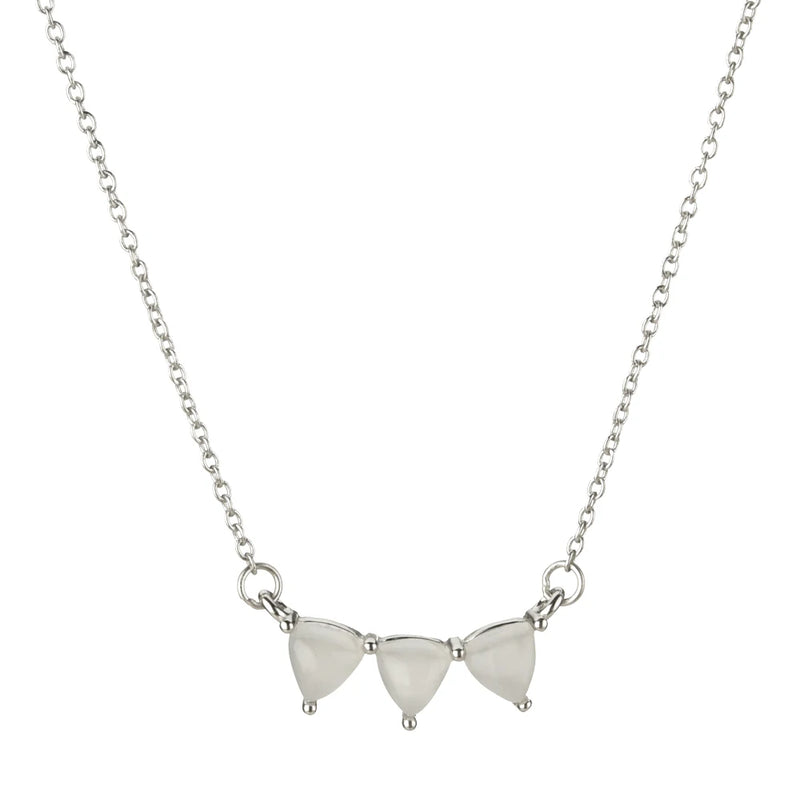 925 Sterling Silver Milk Three Ovals Line Chain Necklace Long Line Women Jewelry